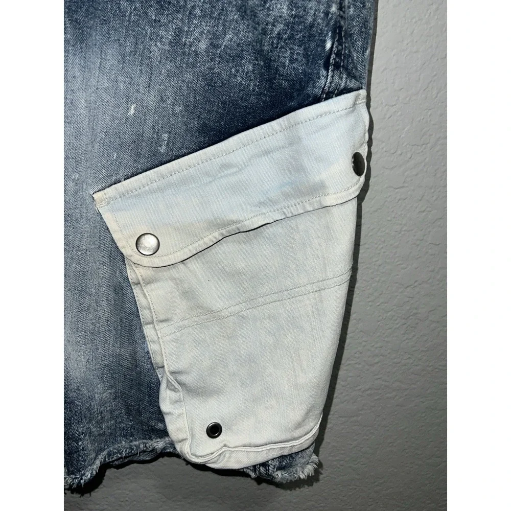 Jordan Craig Travis Patchwork Shorts Mens 36 Blue Denim Distressed Wash Y2K Like